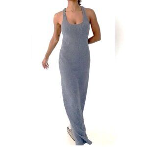 NWT $108 RUMORED Lakeville Maxi knit racerback dress / smoke heather L